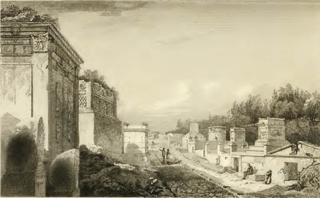 HGE38 Pompeii. 1819 drawing by Gell with HGE42 in front left and HGE38 behind. See Gell, W, and Gandy J. P., 1819.  Pompeiana. London: Rodwell and Martin.  (pl. 3).