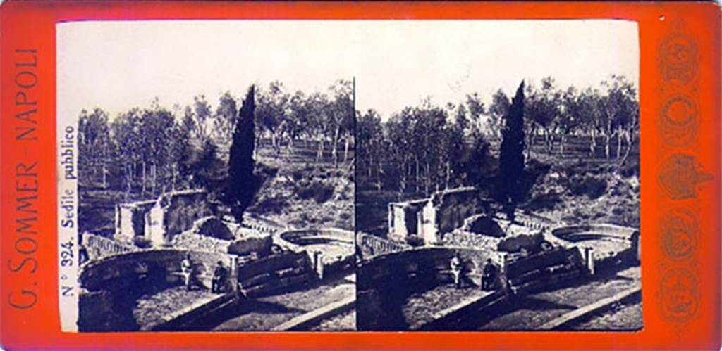 HGW02-4a Pompeii. c.1870. Old stereoview by G Sommer. Note the higher back to the schola HGW02 than is there now.
