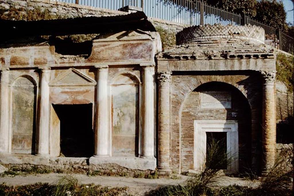 Pompeii Porta Nocera. Tomb 19ES and 17ES. 1959. Photo by Stanley A. Jashemski.
Source: The Wilhelmina and Stanley A. Jashemski archive in the University of Maryland Library, Special Collections (See collection page) and made available under the Creative Commons Attribution-Non Commercial License v.4. See Licence and use details.
J59f0365

