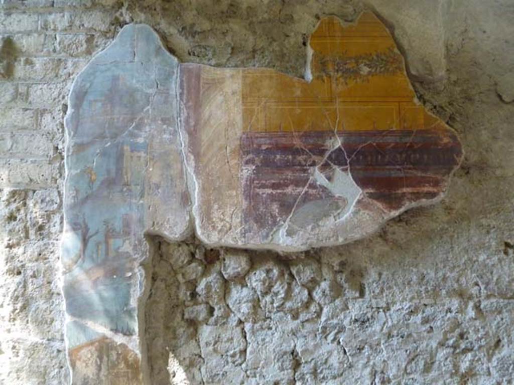 Oplontis, May 2011. Room 11, south exterior wall with remains of painted decoration. Photo courtesy of Michael Binns.