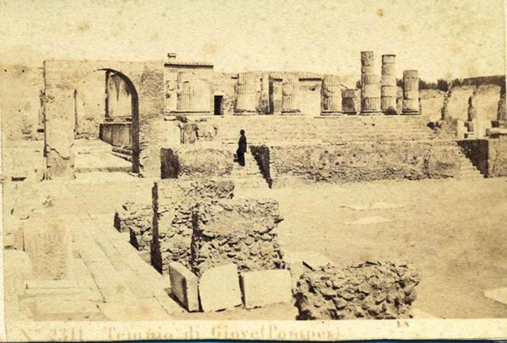 Arch of Augustus. 19th century stereo view, looking south on west side of the Forum, past the Arch of Augustus. 
Photo courtesy of Rick Bauer.
