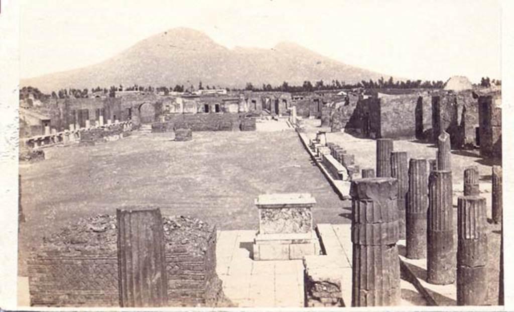 Looking north across Forum to Arch of Augustus and the site of the Arch of Nero. Between 1867 and 1874. 
Photo by Sommer and Behles. Photo courtesy of Charles Marty.

