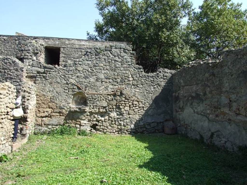 I.10.8 Pompeii. March 2009. Room 14, east wall with niche, in garden area.