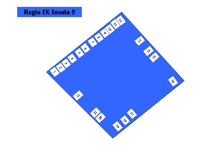 Pompeii Regio IX(9) Insula 5. Plan of entrances 1 to 22