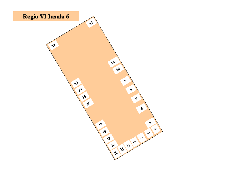 Pompeii Regio VI(6) Insula 6. Plan of entrances 1 to 23