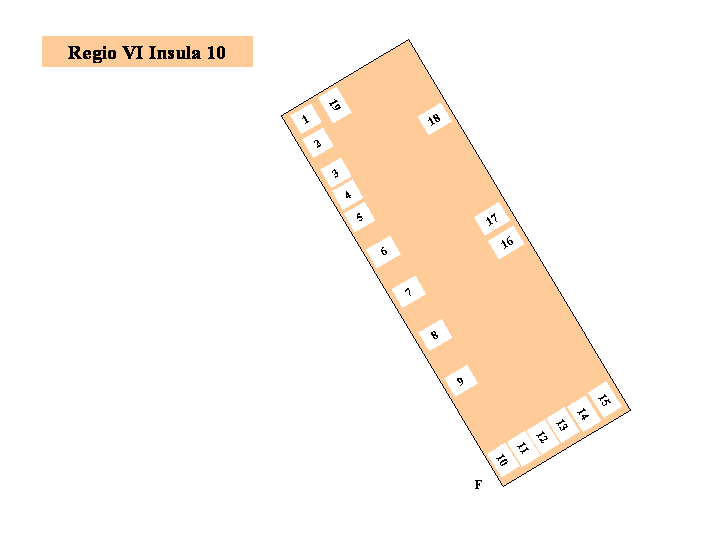 Pompeii Regio VI(6) Insula 10 plan to access entrances 1 to 19