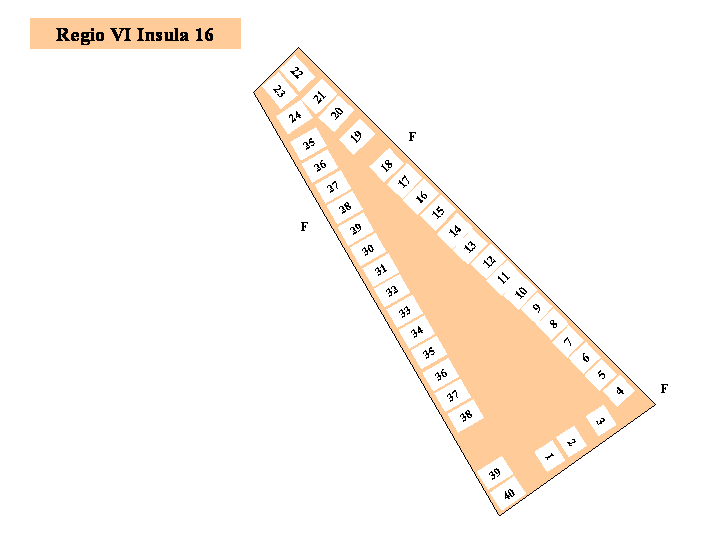 Pompeii Regio VI(6) Insula 16. Plan of entrances 1 to 40