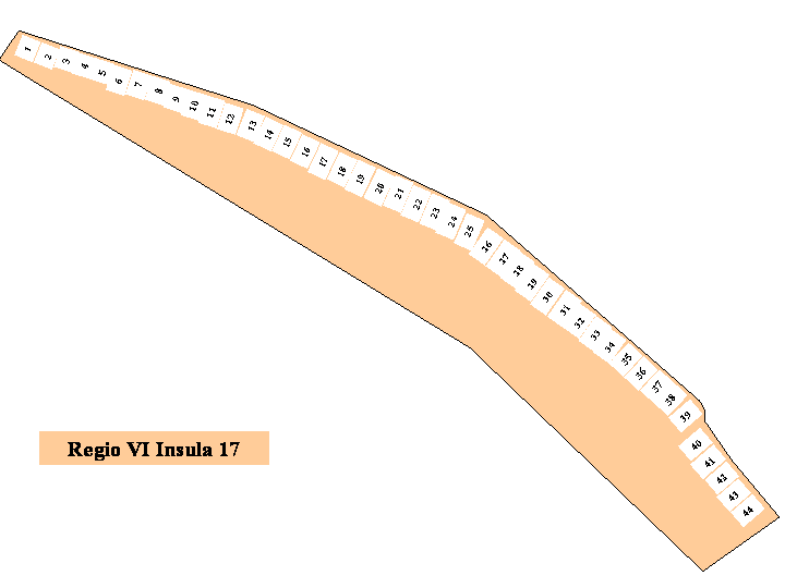Pompeii Regio VI(6) Insula 17 Insula Occidentalis. Plan of entrances 1 to 44