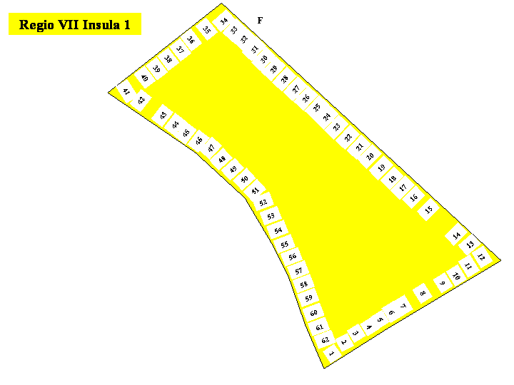 Pompeii Regio VII(7) Insula 1. Plan of entrances 1 to 62