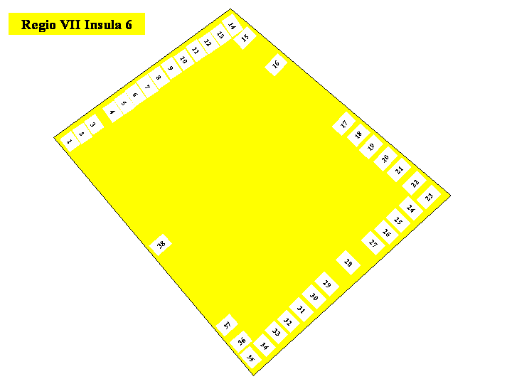 Pompeii Regio VII(7) Insula 6. Plan of entrances 1 to 38