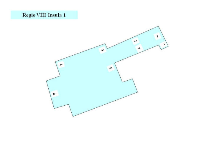 Pompeii Regio VIII(8) Insula 1. Plan of entrances 1 to 7 and a