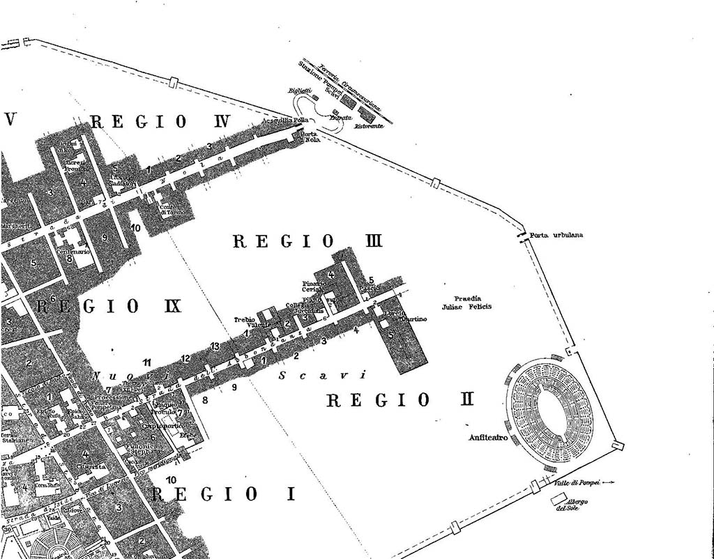 H.9. 1929 map of Pompeii by Engelmann showing old Circumvesuviana ...