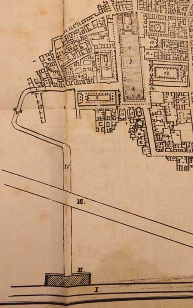 Pompeii guide by Scafati 1876. Railway station and entrance. Photo courtesy of Rick Bauer.