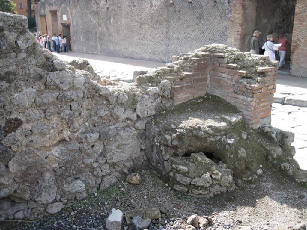 I.3.4 Pompeii. September 2010. South wall and south-west corner of the shop, looking west onto Via Stabiana. Photo courtesy of Drew Baker.
