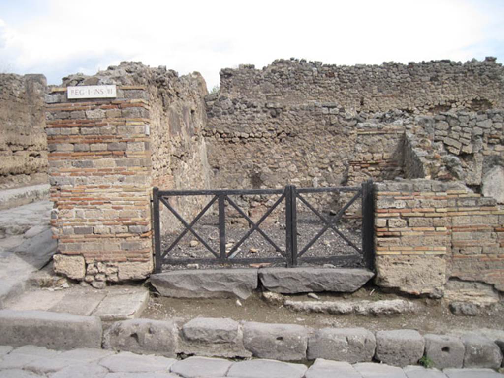I.3.12 Pompeii. September 2010. Looking east towards entrance doorway from Via Stabiana. Photo courtesy of Drew Baker.

