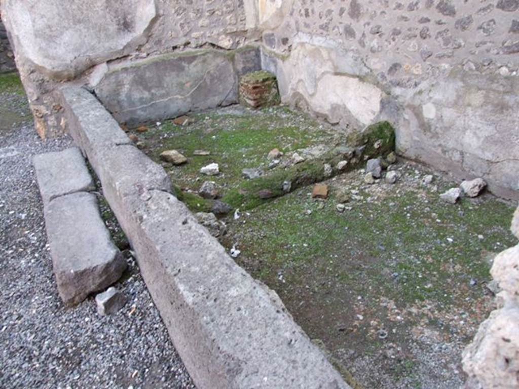 I.4.25 Pompeii. December 2007. Room 51, west ala. 
According to CTP this is the location of two strongboxes or arca at a slight elevation above atrium floor level. 
See Van der Poel, H. B., 1986. Corpus Topographicum Pompeianum, Part IIIA. Austin: University of Texas. (p.8).
