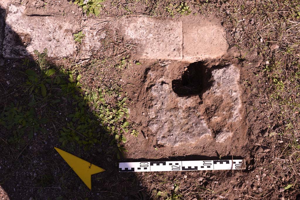 I.4.25 Pompeii. October 2019. Room 35, detail from doorway threshold, north side.
Foto Tobias Busen, ERC Grant 681269 DÉCOR.
