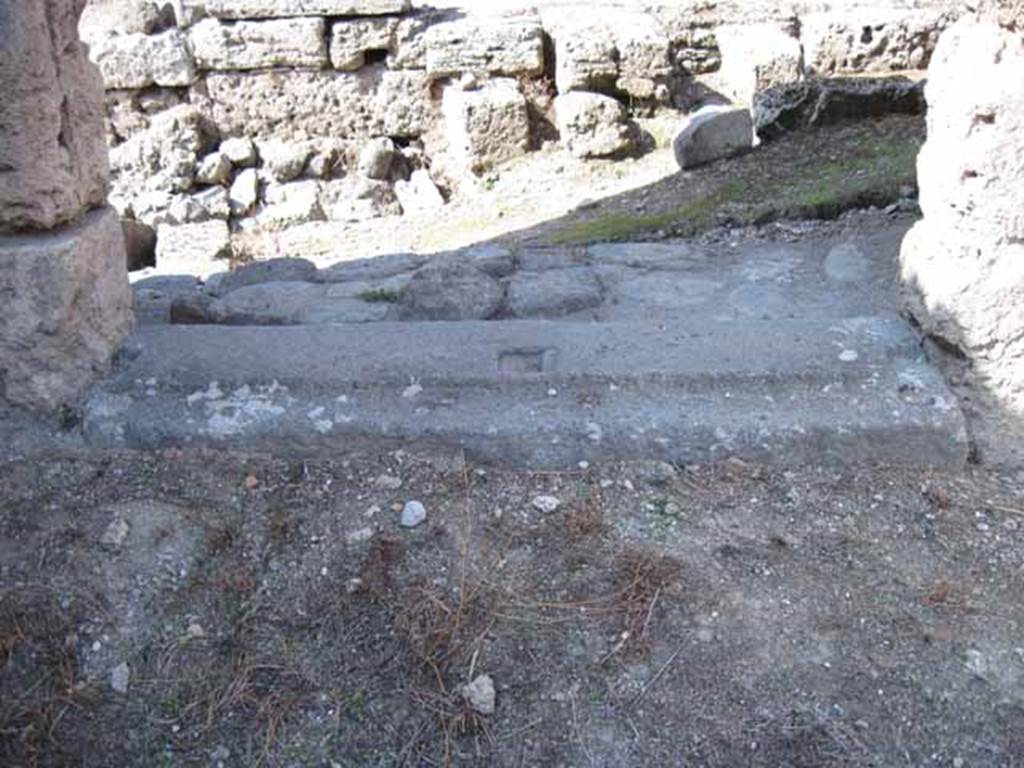 I.5.1 Pompeii. September 2010. Detail of threshold. Photo courtesy of Drew Baker.