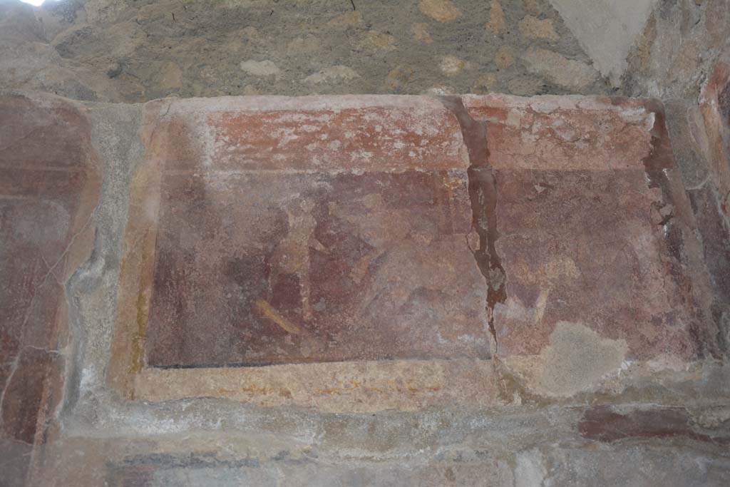 I.6.2 Pompeii. September 2019. Detail of panel at north end on upper west wall of oecus/triclinium.
Foto Annette Haug, ERC Grant 681269 DÉCOR.
