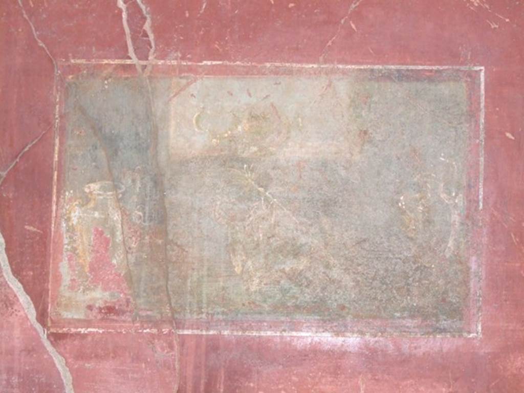I.6.4 Pompeii.  March 2009. Room 2, Wall painting of still life and silver vases, at west end of North wall.