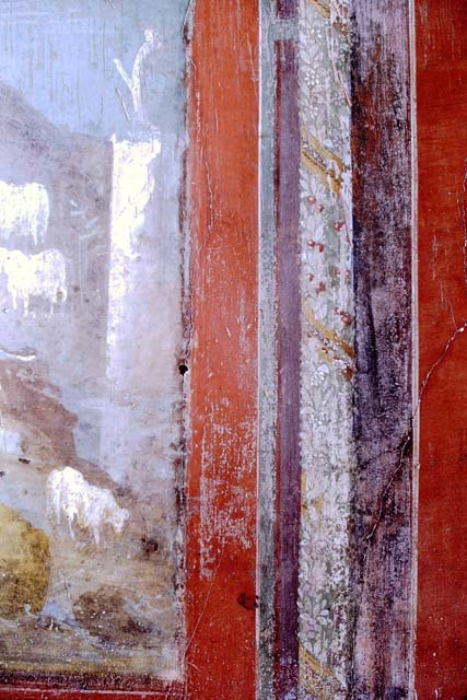 I.7.7 Pompeii. 1968. South wall of triclinium with detail from wall painting of Polyphemus.
Photo by Stanley A. Jashemski.
Source: The Wilhelmina and Stanley A. Jashemski archive in the University of Maryland Library, Special Collections (See collection page) and made available under the Creative Commons Attribution-Non Commercial License v.4. See Licence and use details.
J68f0710
