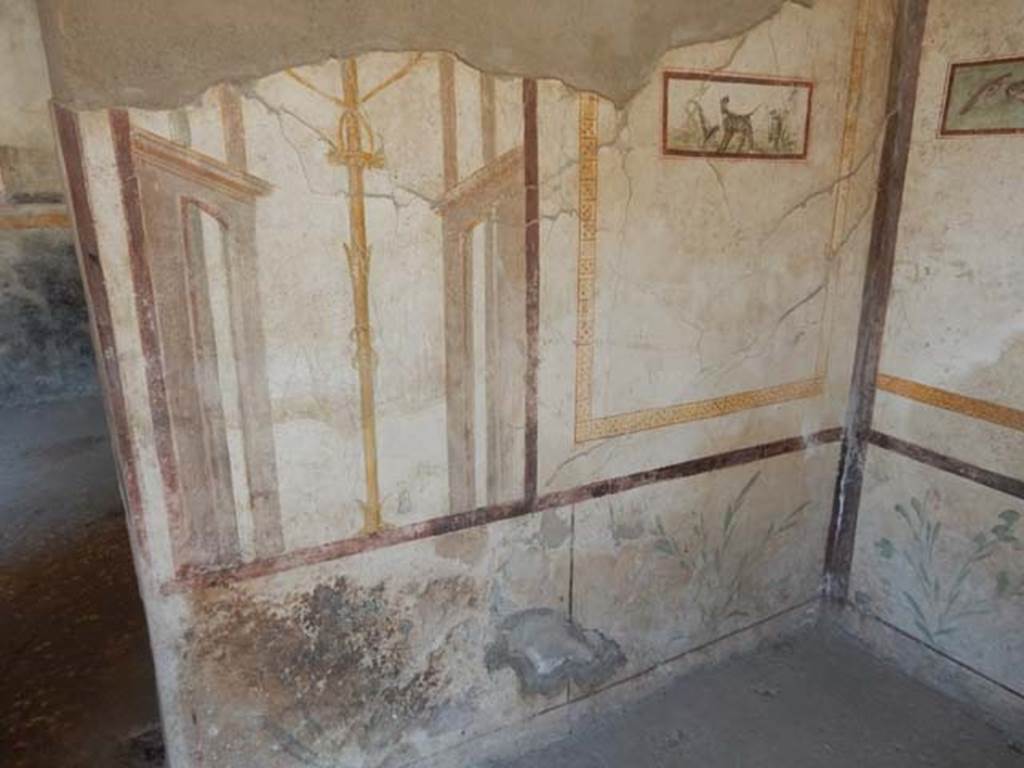 I.7.11 Pompeii. May 2017. East wall of cubiculum, with doorway into triclinium.
Photo courtesy of Buzz Ferebee.
