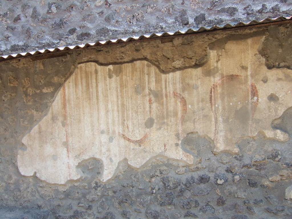 I.8.1 Pompeii. September 2005. West perimeter wall, with remains of lararium, white at bottom with serpent at the side of an altar. 
See Bragantini, de Vos, Badoni, 1981. Pitture e Pavimenti di Pompei, Parte 1. Rome: ICCD. (p.77)
