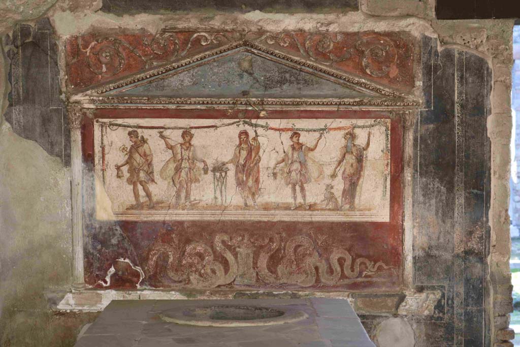 I.8.8 Pompeii. May 2003. Lararium on south wall. Photo courtesy of Nicolas Monteix.