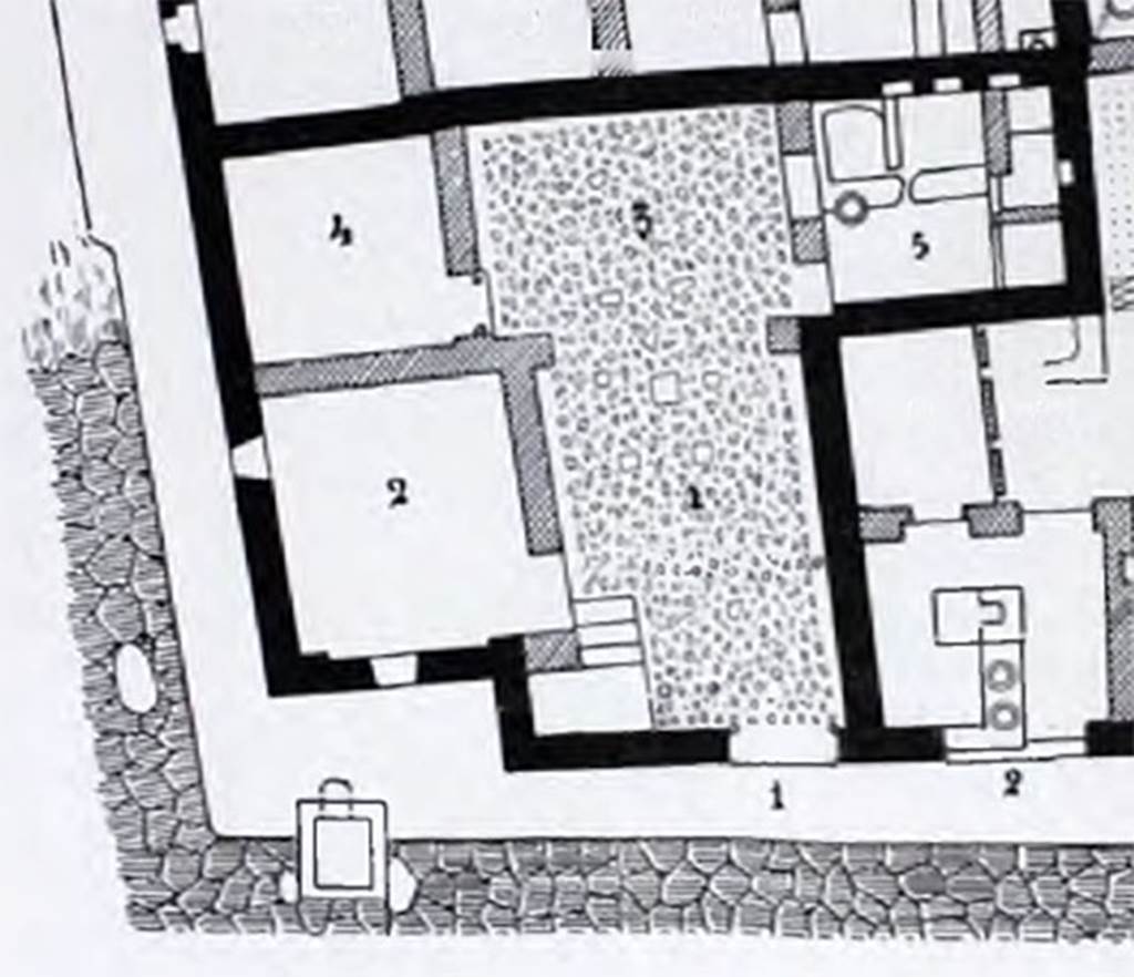 I.10.1 Pompeii. 1934. Plan of house and workshop.
See Notizie degli Scavi di Antichità, 1934, p. 266.

