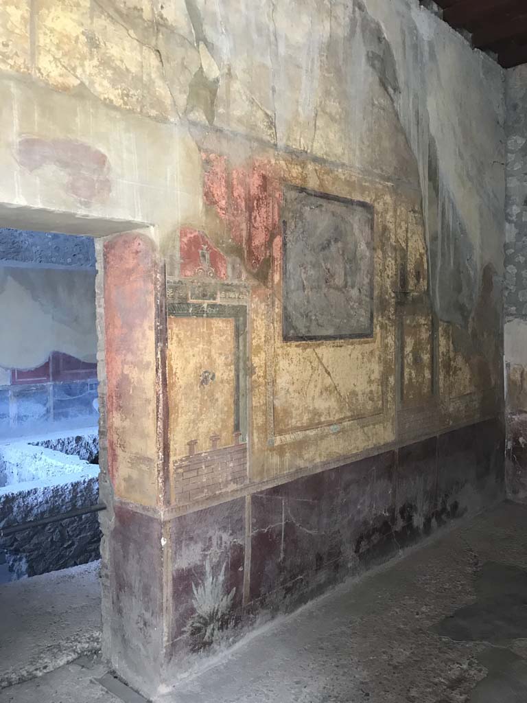 I.10.4 Pompeii. April 2019. Room 19, doorway to room on east side of portico.
Photo courtesy of Rick Bauer.
