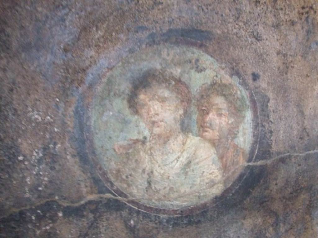 I.11.15 Pompeii.  December 2007.  Room 18, west end of north wall. Painted medallion portrait of woman and adolescent. See Bragantini, de Vos, Badoni, 1981. Pitture e Pavimenti di Pompei, Parte 1. Rome: ICCD. (p.163)