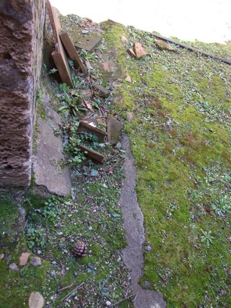 I.13.15 Pompeii. March 2009. Gutter along west wall of small garden at rear?