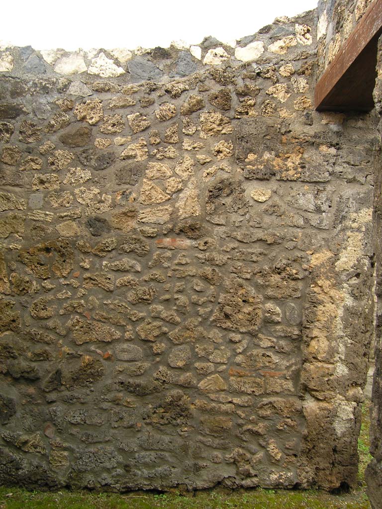 I.14.2 Pompeii. July 2008. Room E, west wall with doorway to atrium, on right.
Photo courtesy of Guilhem Chapelin. 
