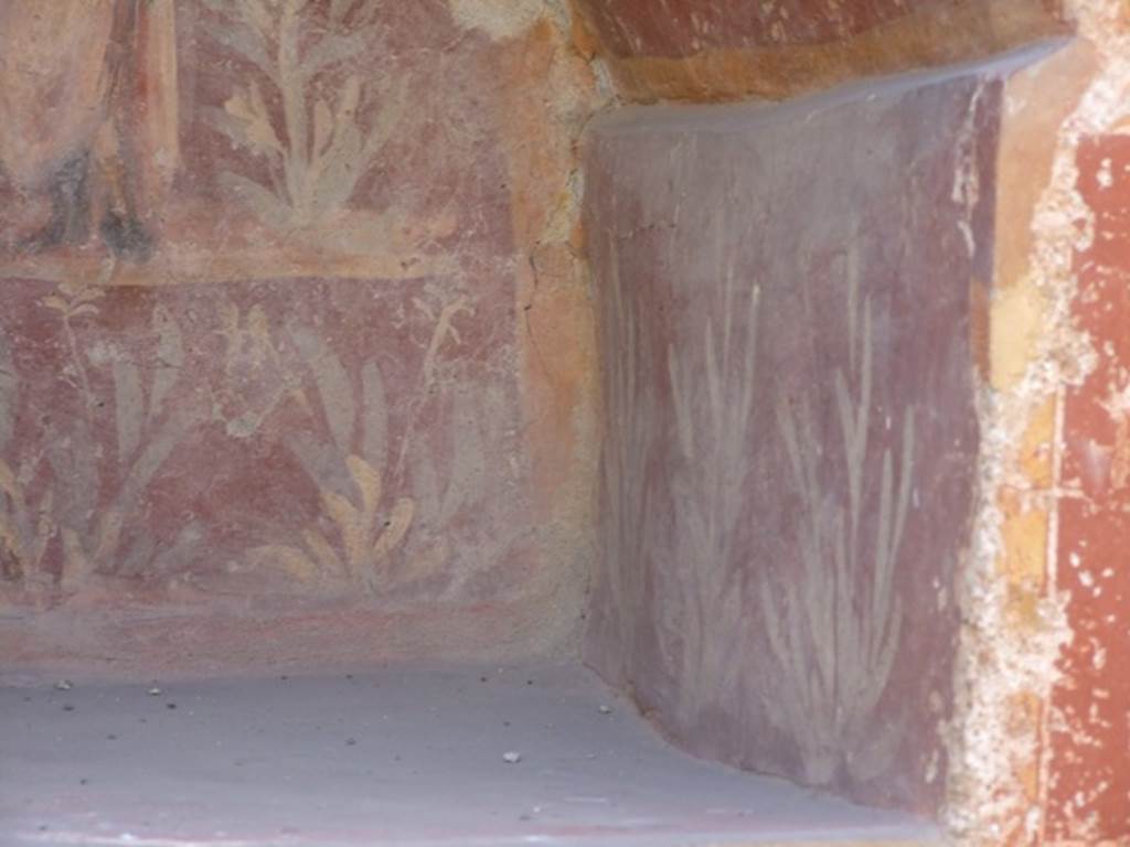 I.14.7 Pompeii.  March 2009.  Painted flowers and plants on west side of niche.