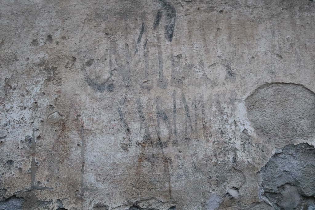 I.14.7/8 Pompeii. December 2018. Detail of graffiti, west side. Photo courtesy of Aude Durand.