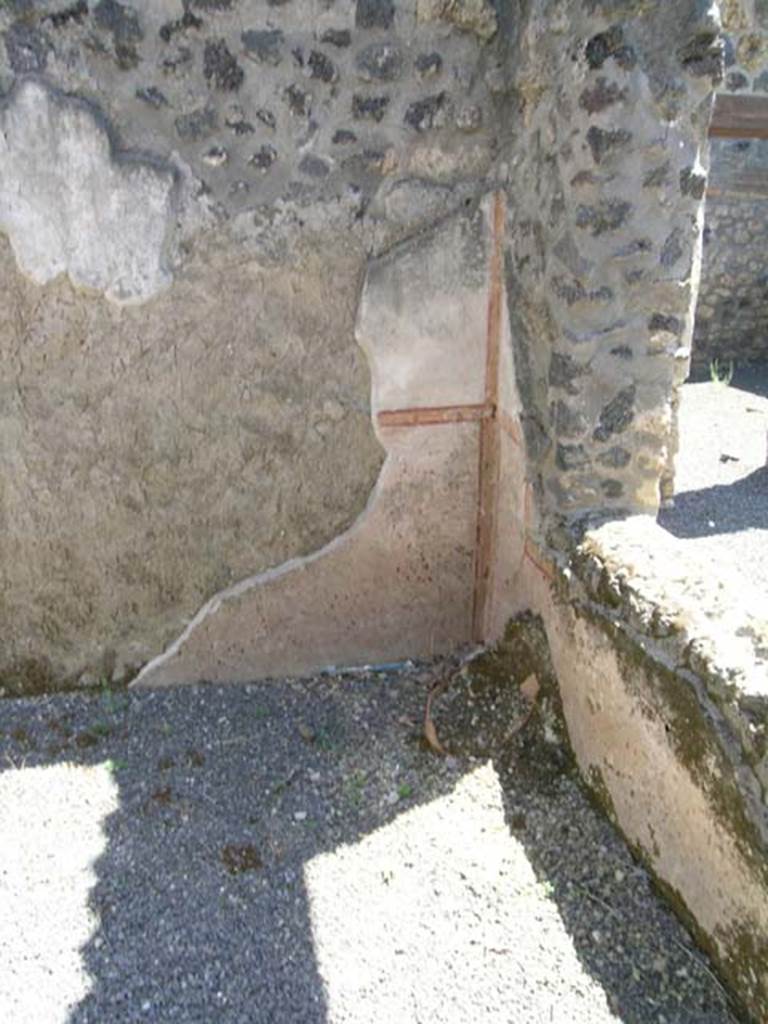 I.21.5 Pompeii. June 2005. South end of east wall of tablinum. Photo courtesy of Nicolas Monteix.