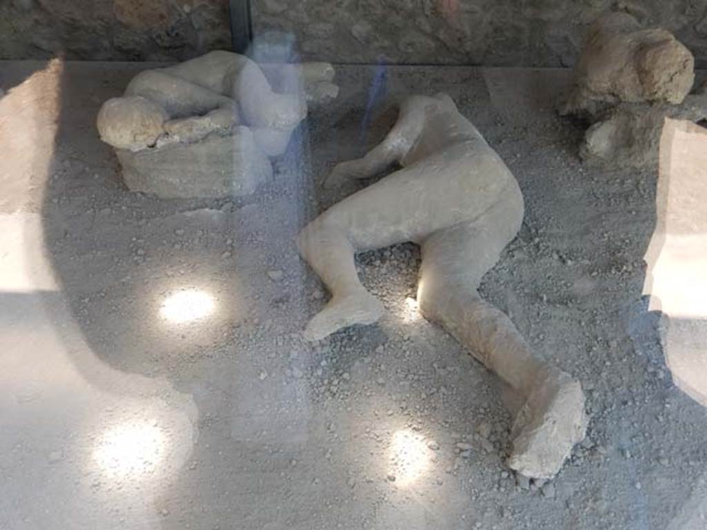 I.21.6 Pompeii. May 2016. Detail of plaster cast of the impression of two bodies. 
Photo courtesy of Buzz Ferebee.


