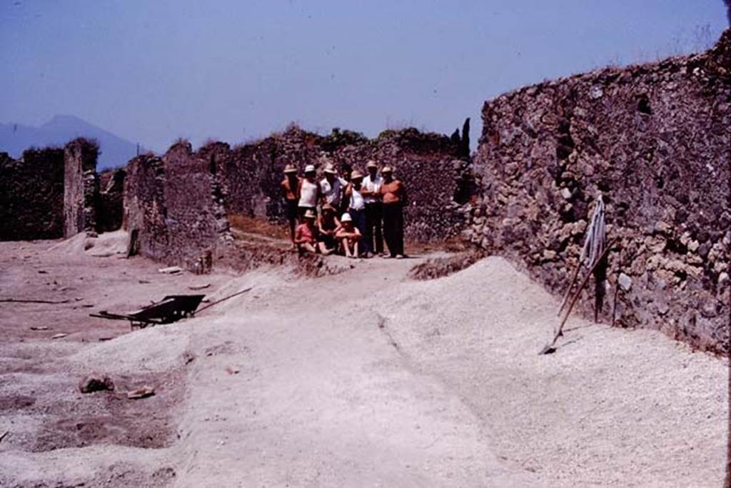 I.21.6 Pompeii. 1974. Work started in the south-east corner where a layer of lapilli had been left. Photo by Stanley A. Jashemski.   
Source: The Wilhelmina and Stanley A. Jashemski archive in the University of Maryland Library, Special Collections (See collection page) and made available under the Creative Commons Attribution-Non Commercial License v.4. See Licence and use details. J74f0237
