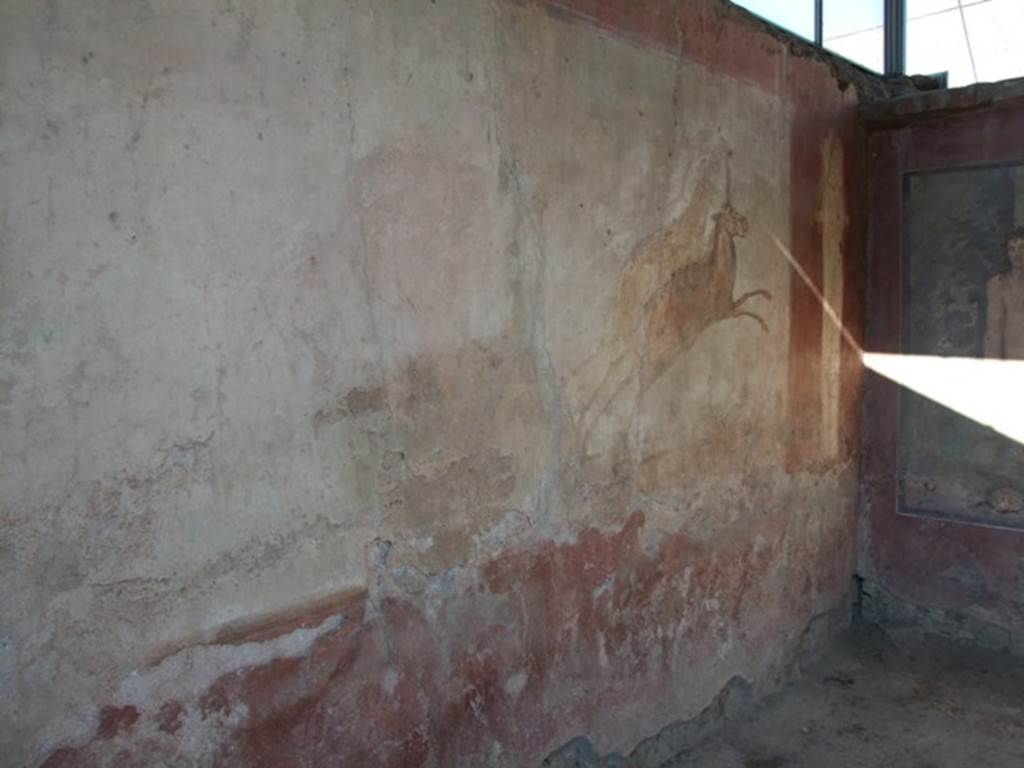 II.2.2 Pompeii. March 2009. Room “i”. Large hunting scene on east side of north wall.