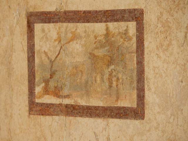 II.2.2 Pompeii. March 2009. Room “h”, north wall of triclinium. In the narrow frieze above the marbled band are scenes from the Iliad. Left to right: Patrocles fighting on a wagon and with the arms of Achilles, with the inscriptions XANTUS, BADIUS and PATROCLOS 
Thetis gives the weapons to her son; Automedon readies the chariot: with the inscriptions THETIS, BADIUS, ACHiLL[e]S and AUTO[me]DON
At the east end is The body of Hector being dragged by the chariot. With the inscriptions [hect]OR and AUTOMEDON
See Della Corte in Maiuri, A., 1928. Nuovi Scavi nella Via dell’Abbondanza. Milano: Hoepli. (p. 111-2).