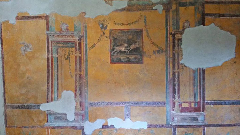 II.2.2 Pompeii. 2016/2017. Room “e”, west wall of room on west side of pseudoperistyle. Photo courtesy of Giuseppe Ciaramella.
