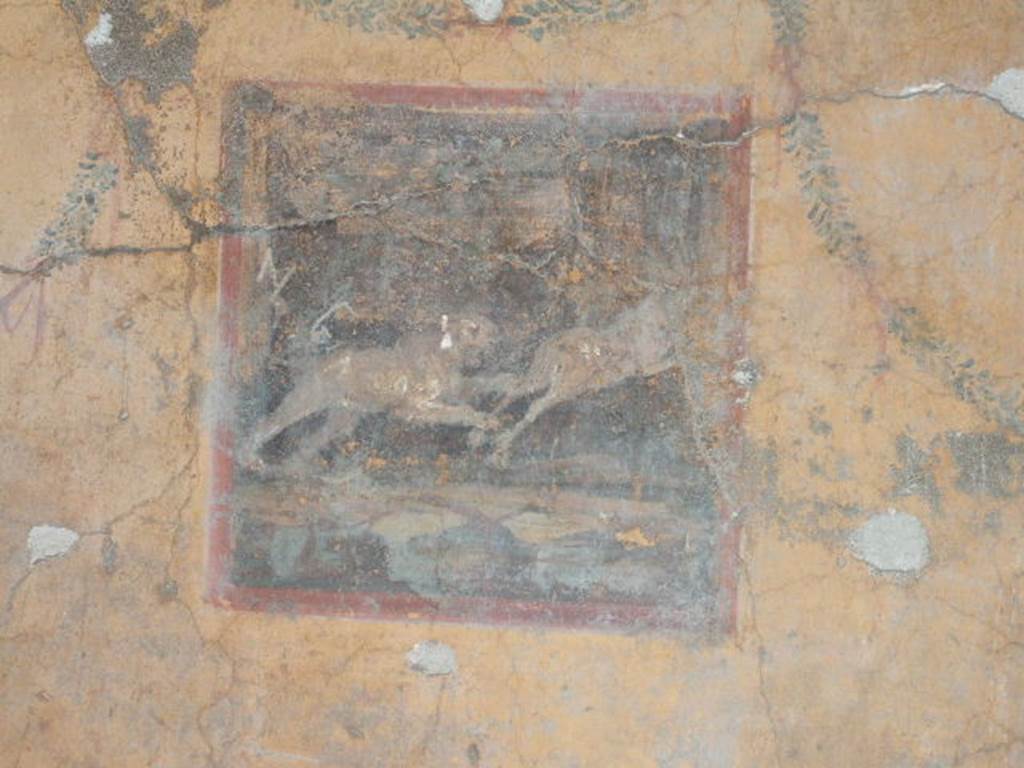 II.2.2 Pompeii. December 2005. Room “e”, painted panel of hunt scene.  