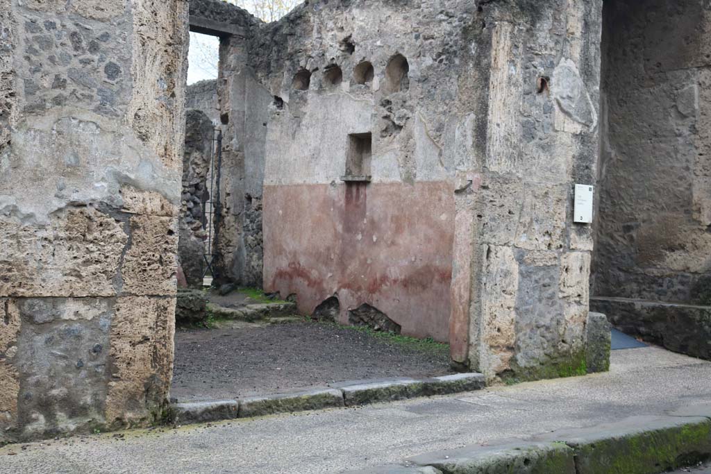 II.2.3 Pompeii. December 2018. 
Looking towards south-west corner and west wall from entrance doorway. Photo courtesy of Aude Durand. 

