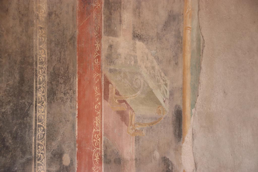 II.3.3 Pompeii. May 2024. Room 6, painted decoration from east side of centre of south wall. Photo courtesy of Klaus Heese.