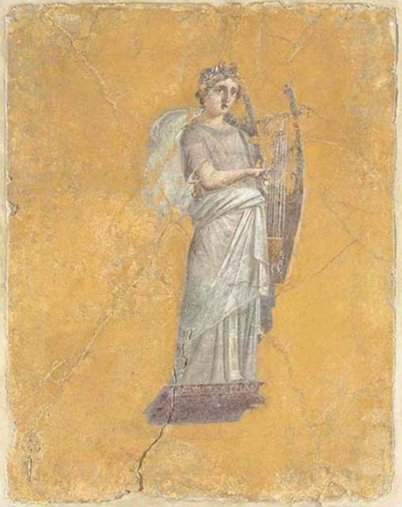 II.4.10/3 Pompeii. Found 20th July 1755 in cubiculum (Ambiente 97). 
Erato, the muse of lyric poetry. 
Now in the Louvre, Paris, inventory number P6. 
