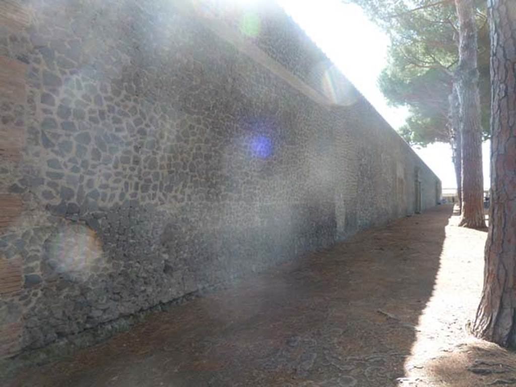 II.7.6 Pompeii. September 2015. Looking west along the exterior north side, towards II.7.6 and II.7.7.