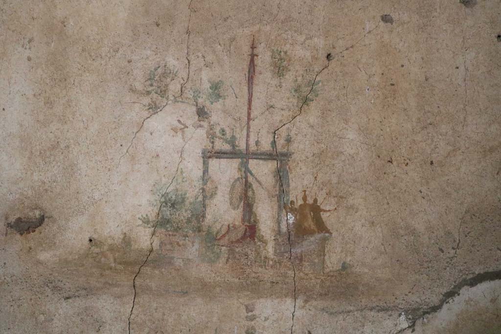 II.9.1 Pompeii. December 2018. Detail of painting on west wall in room 5. Photo courtesy of Aude Durand.