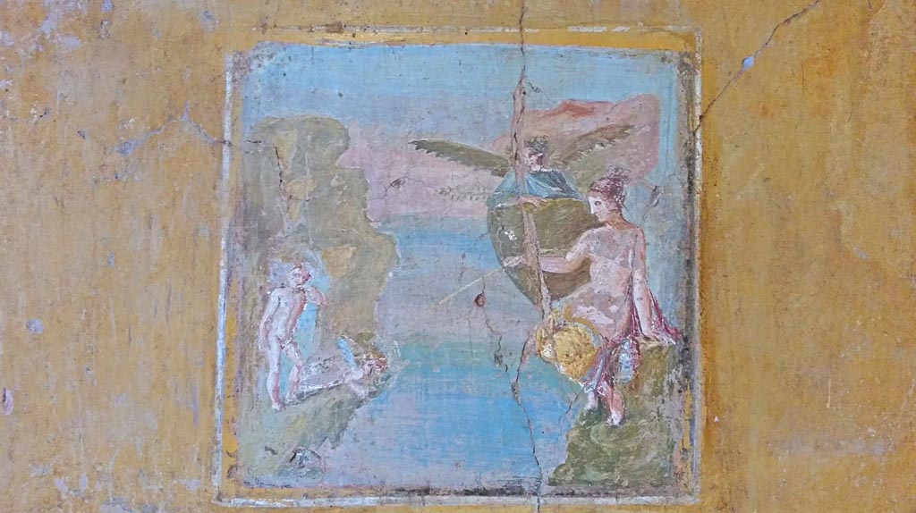 II.9.4 Pompeii. 2018. 
Room 8, wall painting in central panel of south wall of Venus Pescatrice - “Venus fishing”. Photo courtesy of Giuseppe Ciaramella.
