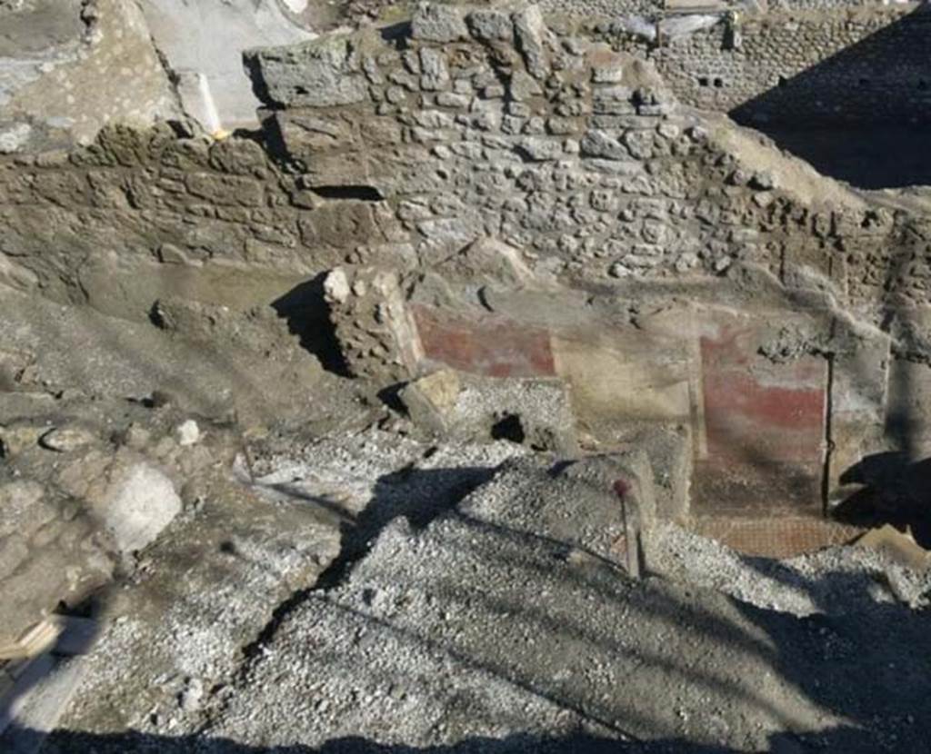 III.3.5 Pompeii. December 2017. Northern part of east wall under re-excavation.