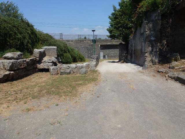 III.7 Pompeii. June 2012. Remains of Sarno Gate at east end of Via dell’Abbondanza. Photo courtesy of Michael Binns.

